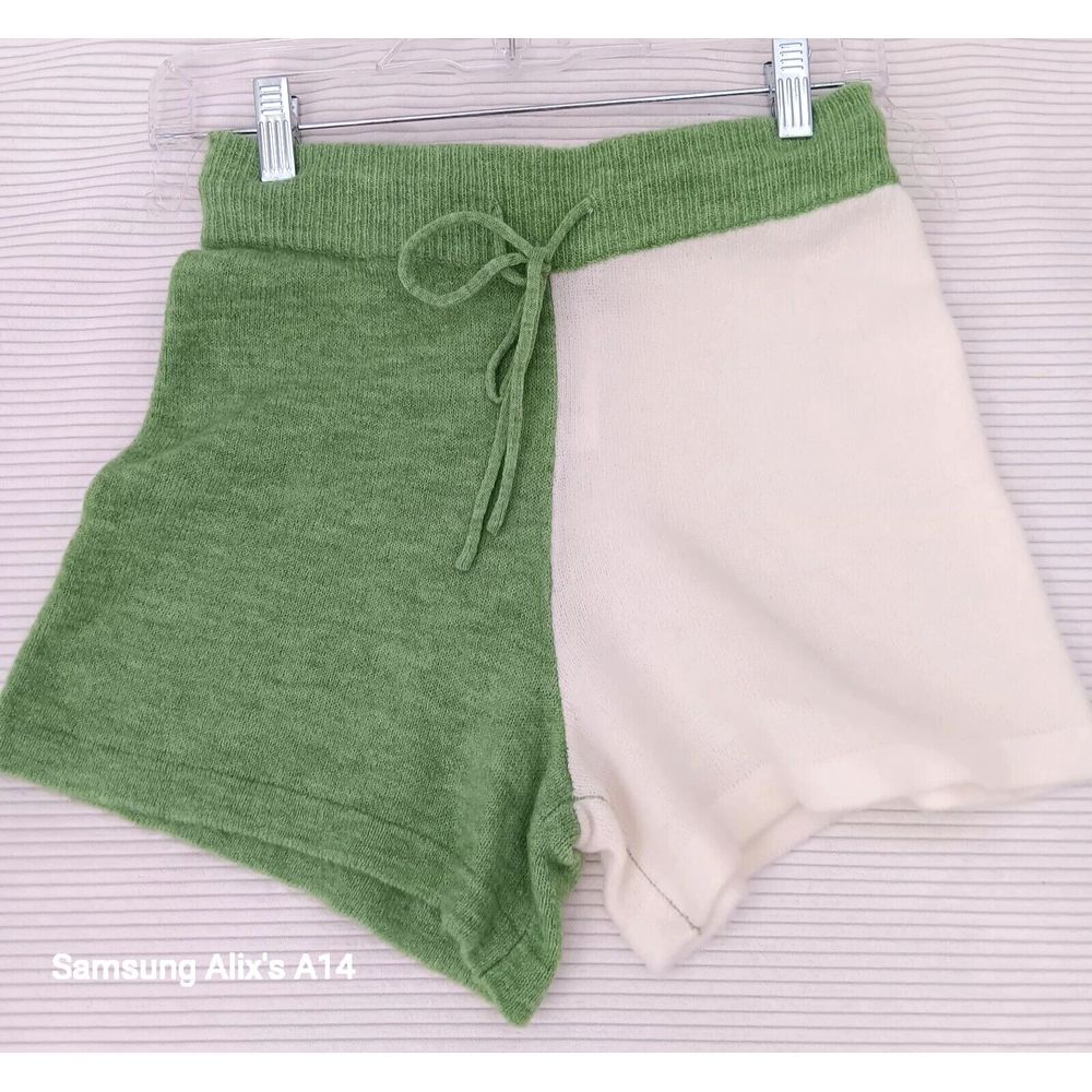 Anthropologie Saturday Sunday Green White Colorblock Lounge Short Size XSmall